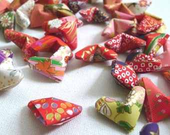 30 Large size Traditional Japanese Washi Chiyogami Origami Lucky Hearts