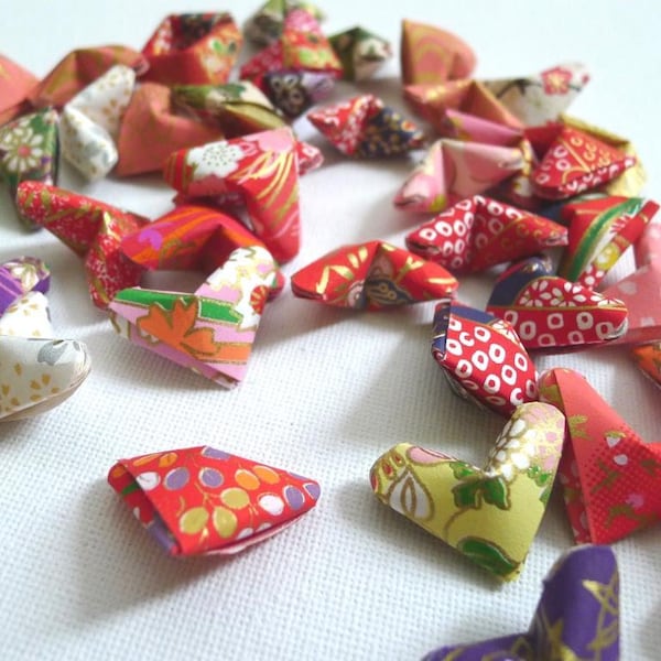 30 Large size Traditional Japanese Washi Chiyogami Origami Lucky Hearts