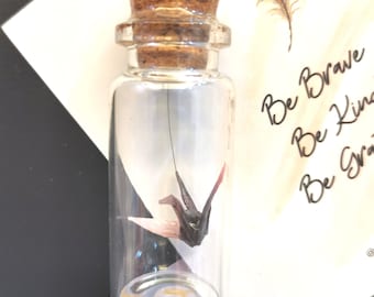 Origami Crane in a bottle hanging ornamental