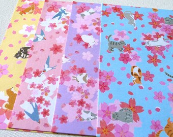 Sakura Collection - Cherry Blossoms Spring Animals -  Double-sided Chiyogami Paper Pack for Japanese Origami 20 sheets