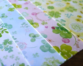 Lucky Clover - Double-sided Designed Chiyogami Paper Pack for Japanese Origami 20 sheets