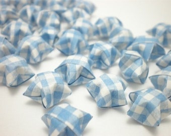 100 Pretty Blue Checkered Origami Lucky Stars