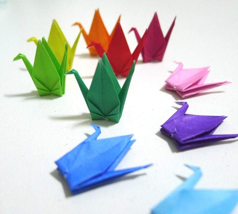 20 10 pairs Miniature Traditional Japanese Origami Paper Cranes image 2