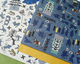Samurai and Ninja -  Double-sided Chiyogami Paper Pack for Japanese Origami 30 sheets