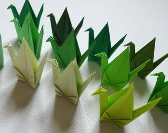 96 Beautiful Gradient Japanese Origami Paper Cranes (3' x 3') - Dewy Green (USD35 Free Ship worldwide*)