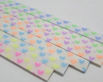 Forever Love (Twin Hearts) - Two Tone Glow in Dark Vellum Origami Star Strips - 120 strips  (Free Ship worldwide for order more than USD35)