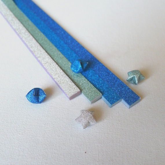 Sea Foam – 4 colors gradient - Magical Fairy Dust Origami Star Paper Strips – 80 strips (Free Ship worldwide for order more than USD35)