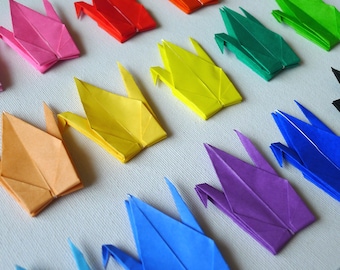 16 Beautiful Colorful Japanese Origami Paper Cranes made with 5' x 5' sheets (Free Ship worldwide for order more than USD35)