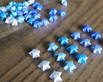 80 Blue Gradient (Sea Foam II) Shimmer Magical Fairy Dust Origami Lucky Stars (Free Ship worldwide for order more than USD35)