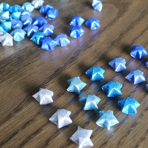 80 Blue Gradient (Sea Foam II) Shimmer Magical Fairy Dust Origami Lucky Stars (Free Ship worldwide for order more than USD35)