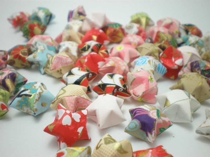 50 Washi Chiyogami Origami Lucky Stars made with Yuzen Paper Free Ship worldwide for order more than USD35 image 1