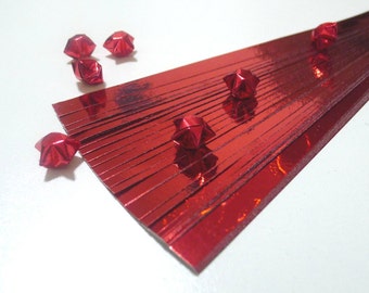 Fiery Ruby Red Origami Lucky Star Paper Strips - pack of 90 strips  (Free Ship worldwide for order more than USD35)