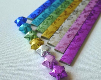 Pure Shimmer Embossed English Rose -  Origami Lucky Star Paper Strips - 7 colors 140 strips  (Free Ship worldwide for order more than USD35)