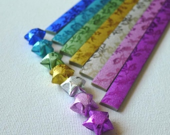 Pure Shimmer Embossed English Rose -  Origami Lucky Star Paper Strips - 7 colors 140 strips  (Free Ship worldwide for order more than USD35)