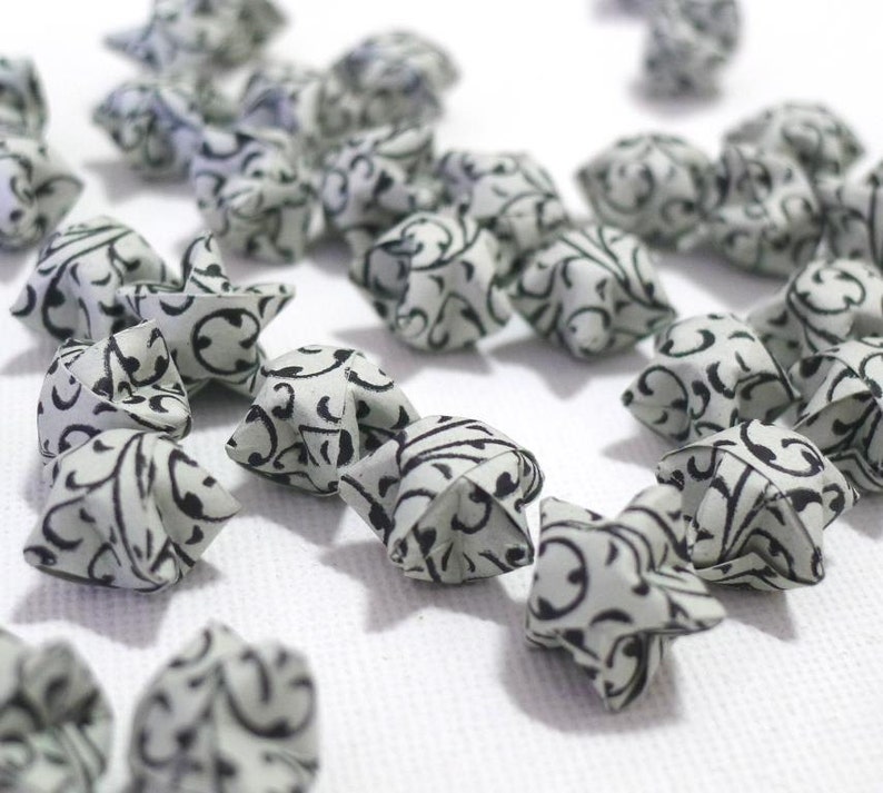 100 Classic Damask design Rustic Grey Origami Lucky Stars custom order available image 3