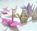 12 Miniature Groovy Retro Chic Japanese Origami Paper Cranes (6 pairs)