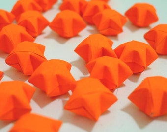 70 Bright Tangerine Flourescent Origami Lucky Stars - custom order available