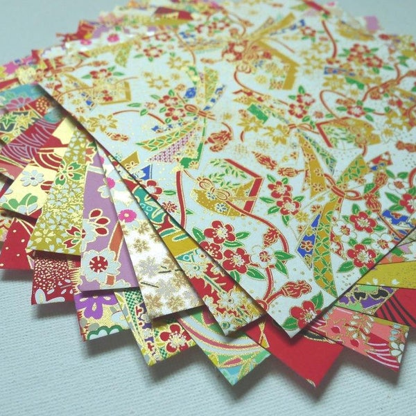 Paquet de papier Washi Chiyogami pour projet de papier Origami japonais traditionnel - 14cm 20 feuilles (USD35 Free Ship Worldwide*)