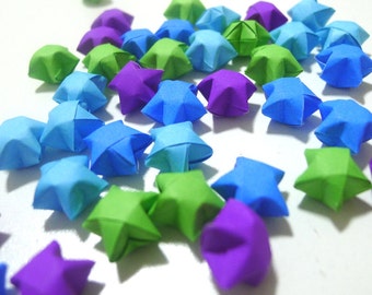 100 Peacock Dance - Blue Purple Green Origami Lucky Stars (Free Ship worldwide for order more than USD35)