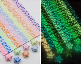 Galaxy Stars Rainbow - Glow in Dark Vellum Origami Lucky Star Strips - 10 colors 200 strips (Free Ship worldwide for order more than USD35)