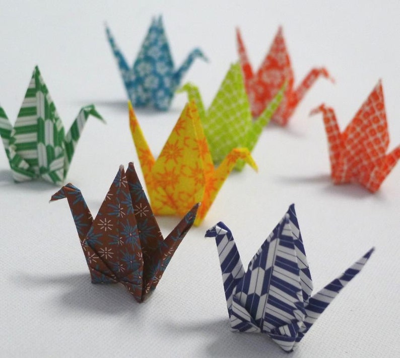 4 pairs of Matching Designs Washi Japanese Origami Paper Cranes Total 8