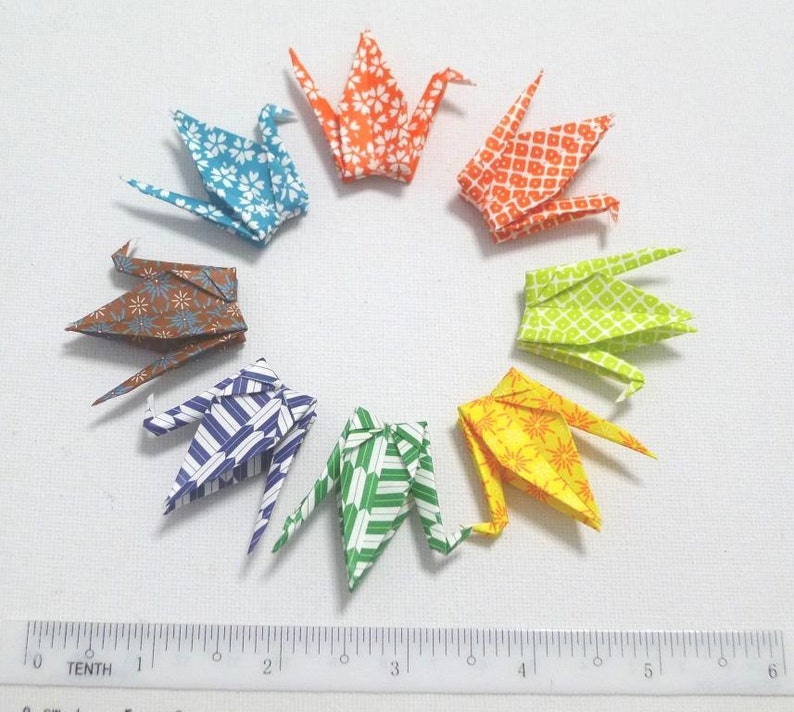 4 pairs of Matching Designs Washi Japanese Origami Paper Cranes Total 8