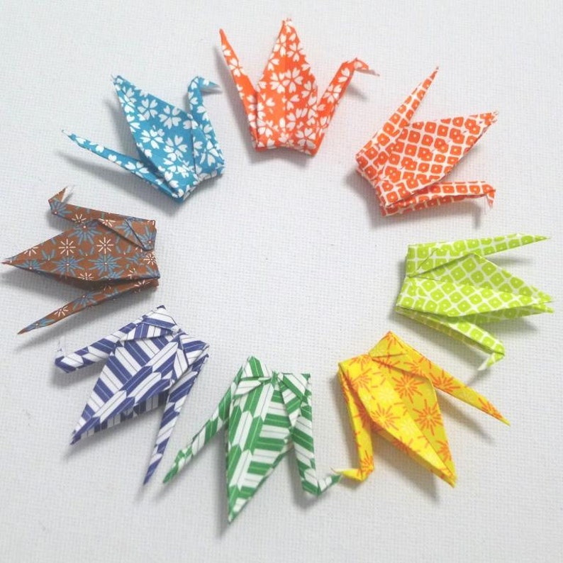 4 pairs of Matching Designs Washi Japanese Origami Paper Cranes Total 8