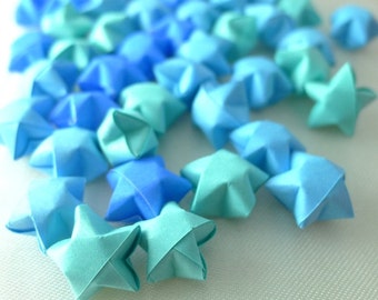 100 Ocean Breeze - Blue Origami Lucky Stars  (Free Ship worldwide for order more than USD35)