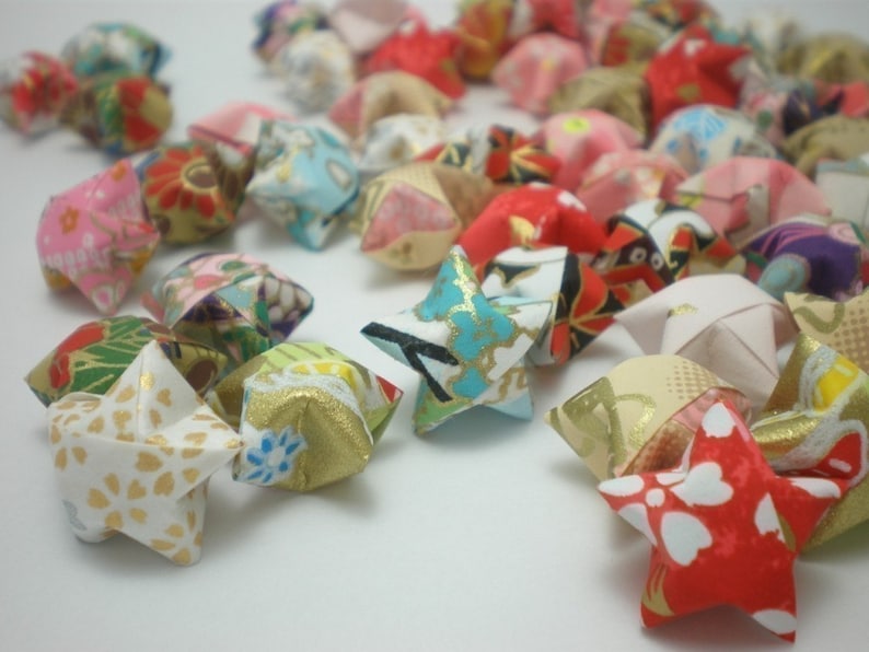 50 Washi Chiyogami Origami Lucky Stars made with Yuzen Paper Free Ship worldwide for order more than USD35 image 2