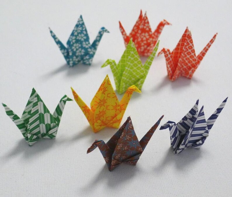 4 pairs of Matching Designs Washi Japanese Origami Paper Cranes Total 8