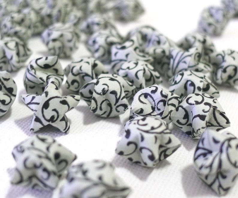 100 Classic Damask design Rustic Grey Origami Lucky Stars custom order available image 1