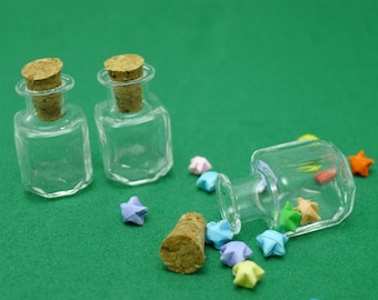 Cube Shaped Miniature Glass Bottle with 10 Ultramini Origami Lucky Stars of your choice  (Free Ship worldwide for order more than USD35)