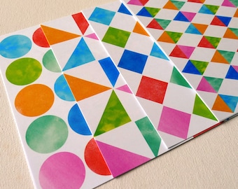 Geometry printed shapes and colors - Chiyogami Paper Pack - 20 sheets (4 designs)