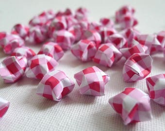 100 Country Pink Checkered Origami Lucky Stars