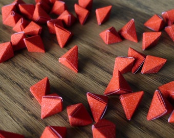 50 Passionate Red - Magical Fairy Dust Korean Origami Lucky Stars a.k.a. Origami Crane Eggs  (Free Ship worldwide for order more than USD35)