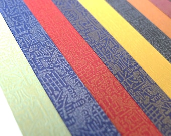 Classic Chinese Calligraphy Family Name in Precious Metal Colors Origami Lucky Star Paper Strips - flat pack of 55-60 strips