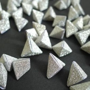 50 Silver Shimmer - Magical Fairy Dust Korean Origami Lucky Stars a.k.a. Origami Crane Eggs  (Free Ship worldwide for order more than USD35)