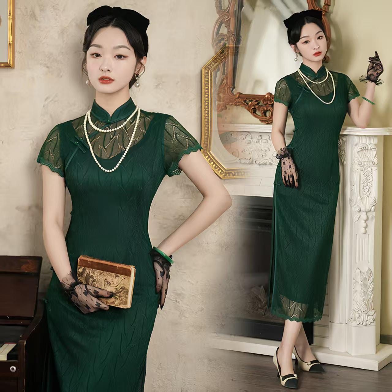 slim fit dress slacks Mariakinz Pair of Two Color Women Slim Fit Half Sleeve Knee Length Chiffon Dress Medium main image 0