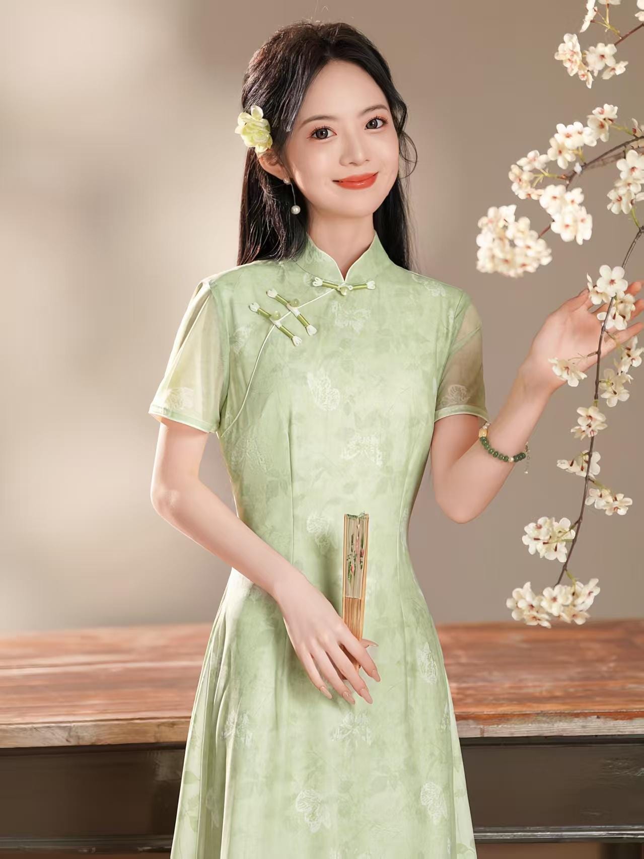 Green Asian Dress - Etsy
