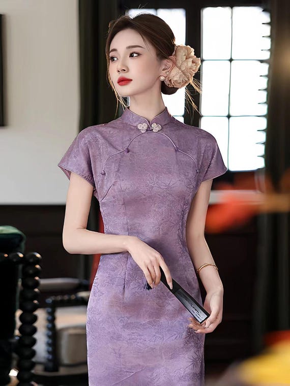 asian style formal dresses New Chinese Elegant Qipao Dress, Taffeta Jacquard Slim Fit Cheongsam Gown, Oriental Vintage Evening Dress for Women,gift for Her Diamante