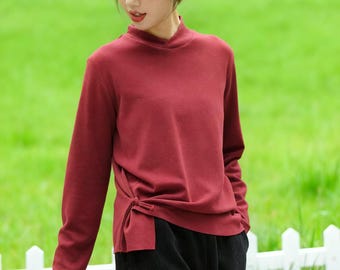 Elegante minimalistische blouse met Chinese inspiratie, vintage qipao-stijl top, Chinese hanfu-blouse in de stijl van een tang-pak, theeceremonie-shirt
