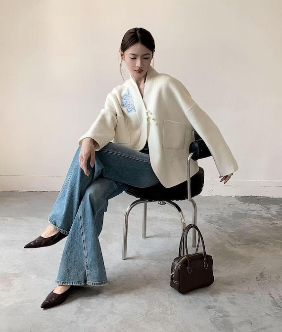Buy Wool Cashmere Chinese Jacket,zen Minimalist Oriental 