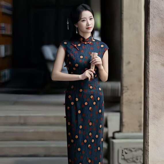 chinese fitted dress EastFlair 1pc Women's Stand Collar Short Sleeve Fitted Retro Mini Cheongsam Dress,Bodycon Qipao Chinese Asian Dress/Summer\Wedding Guest Dress\Party