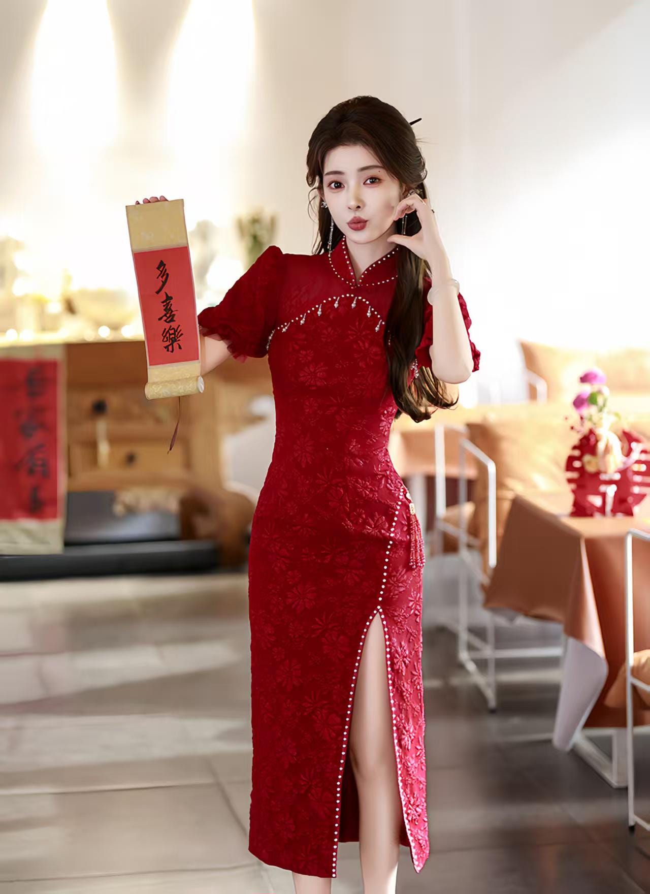 open lace back dress Womens Chinese Dress main image 0