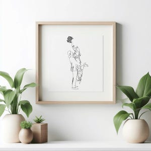 Kundenspezifisches Hochzeits-Line Art Portrait vom Foto | Paar Zeichnung | Jubiläumsgeschenk | Minimalistische druckbare Kunst