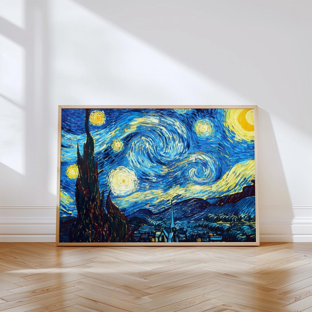 Dreamy Starry Night Art Painting Print – Celestial Wall Decor Poster in ...