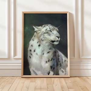 Majestic Arctic Snow Leopard Art Print - Perfect Gift for Animal Lovers, Stunning Wall Decor