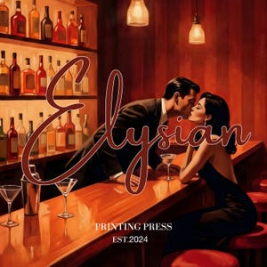 Vintage romance poster of a couple sharing a kiss in a 1950s bar