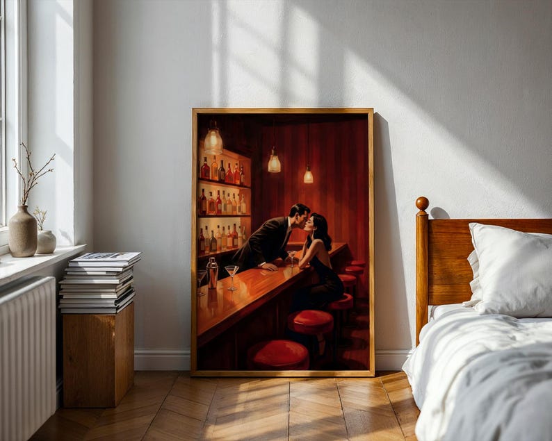 Romantic wall art inspired by 1950s nightlife and vintage bars