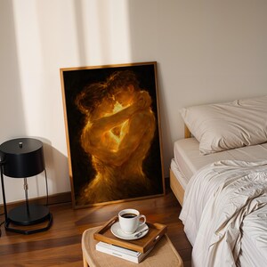 Sensual romantic wall art with warm golden tones